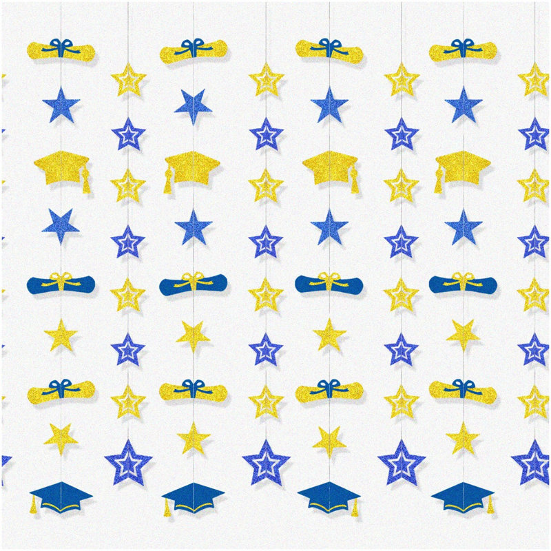 Navy Blue & Silver Graduation Party Decor Set