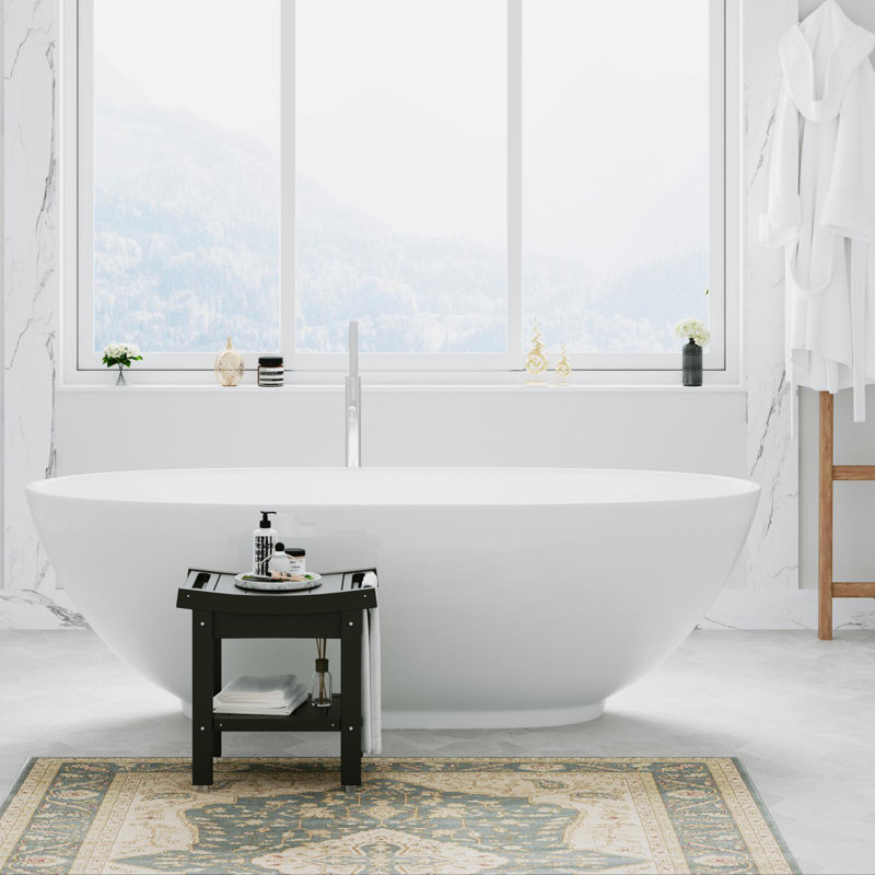 Banc de douche en PEHD Nalyjah, Noir, H 16,73 po x l 16,54 po x P 12,6 po