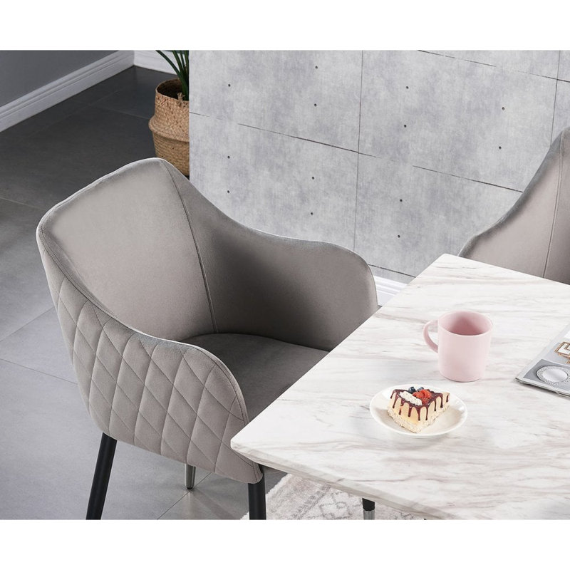 Holdenville Upholstered Dining Chair, Black/Chrome, Grey