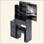 Petite table de coiffeuse avec tabouret de chevet gauche + tabouret rembourré, très grand miroir coulissant, multi-couches, commode de rangement haute capacité, convient aux petits espaces, certificat EPA, GCC, UL