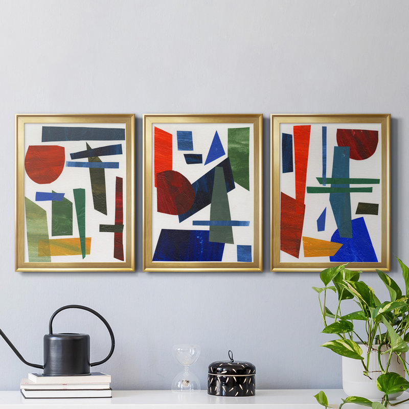 «Colorful Shapes II», reproduction encadrée de qualité supérieure - prête à être accrochée, H 42,5 po x l 91,5 po x P 1 po