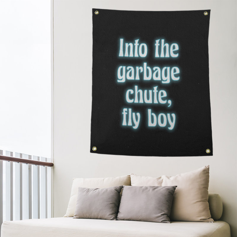 Tapisserie citation d’humour space en polyester, H 80 po x l 59 po