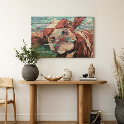 " Curious Cow 1 Arte De Legno Digital Print "