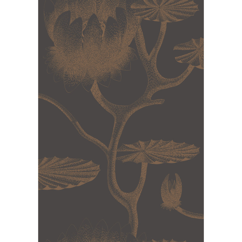 Contemporary Restyled Floral Wallpaper Roll, Black/Bronze