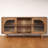 64 Inch TV Stand Console, 2 Arch Glass Door Cabinets & Shelves, Walnut Brown Mango Wood