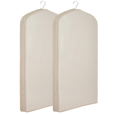 Cotton Suit Covers 2-Pack, Breathable Hanging Garment Bags for Closet Storage, 42.5x23.6 in, Beige