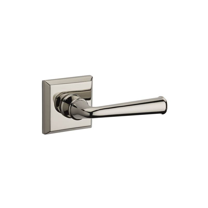 Federal Privacy Door Lever with Traditional Square Rose, Polished Nickel