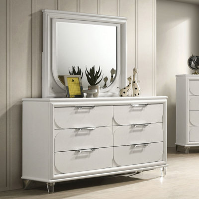 Commode contemporaine Lareina, blanc perle