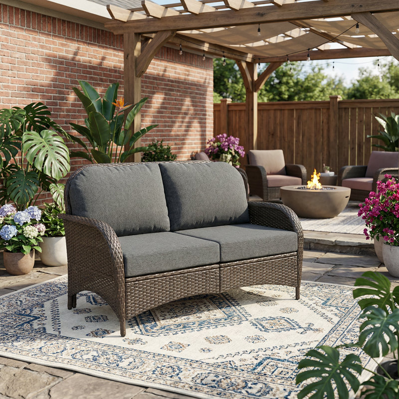 53'' Wide Straight Wicker Loveseat with Cushions
