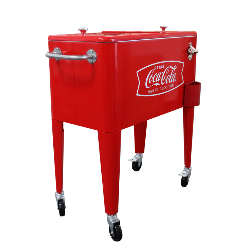 Leigh Country 60 Quarts Serving Station / Cart Cooler with wheels in Red