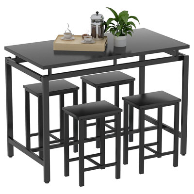 Bar Table And Chairs Set,Industrial Dining Table Set For 4,Small Kitchen Table Wood Pub Bar Table Set,Dining Room Table Set For Small Space, Breakfast -  17 Stories, 1DEA9DAB178E4E408FC44D7456ADE1AD