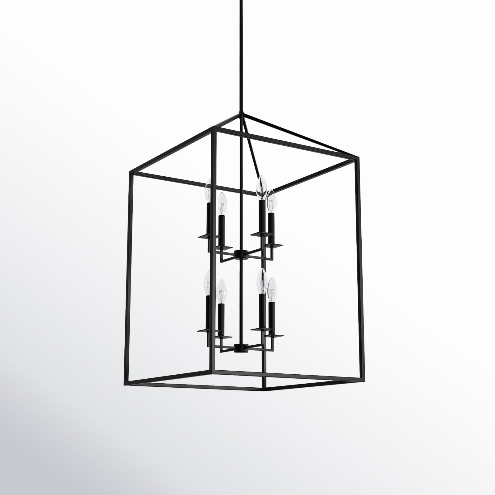 Ellis 8 - Light Dimmable Lantern Chandelier, No, Midnight Black, 30.75" H x 19" W x 19" D