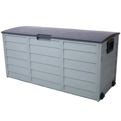 All Weather UV Pool Deck Box Storage Shed Bin Backyard Patio Outdoor W/ Wheel,75 Gallon Resin Deck Box-Organization And Storage by HOME FREE HOMES SP LLC