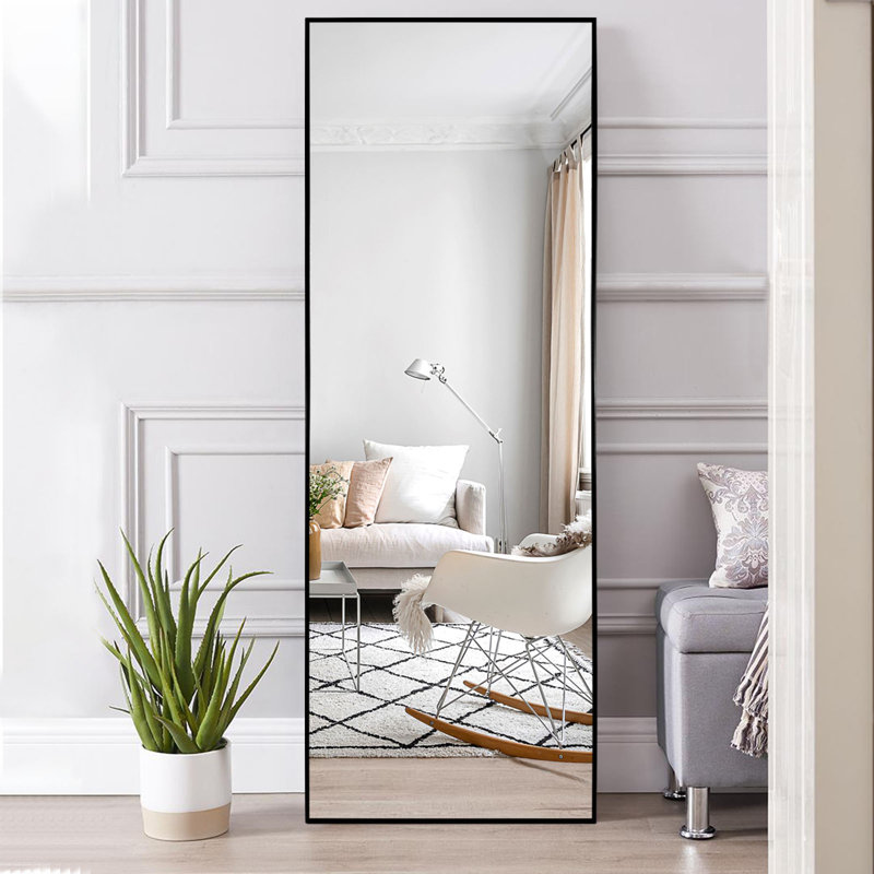 Clift Metal Flat Floor Mirror, Black