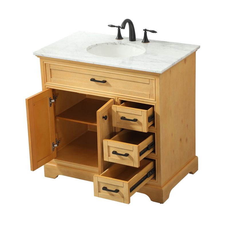 Ensemble de meuble-lavabo simple 36 po Hermes, Bois naturel