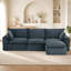 Canapé d'angle modulaire en velours côtelé en forme de L avec pouf-439583955-439583965