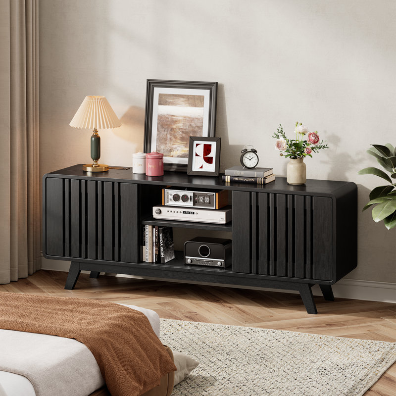 Meuble télé pour téléviseur de 75 po ou moins Regal, H 24 po x l 63 po x P 15,75 po, Noir