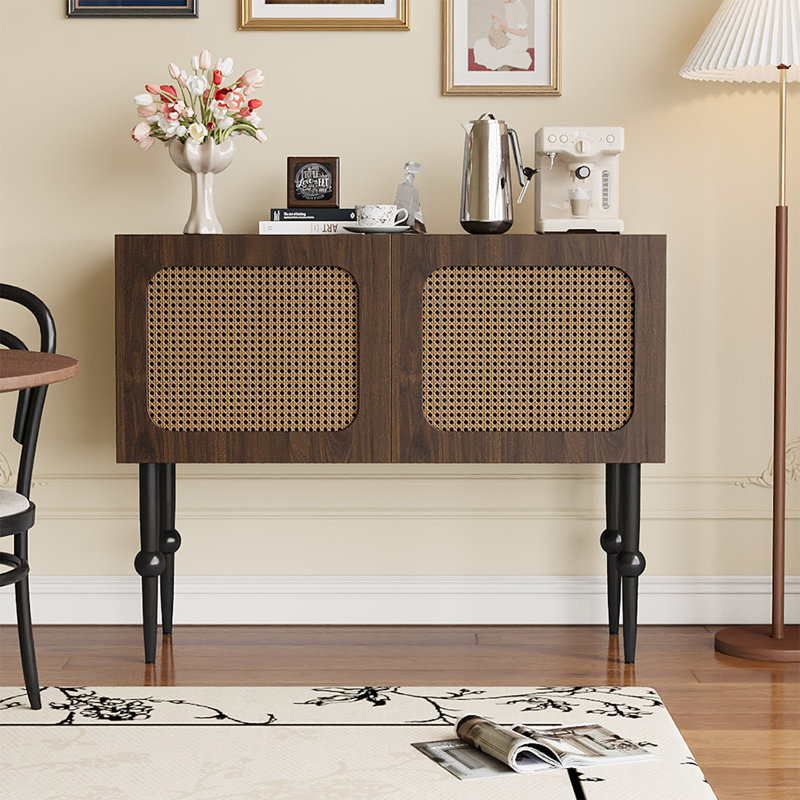 Console rectangulaire en bois manufacturé noisette, H 37,4 po x l 31,5 po x P 15,75 po, Brun noyer