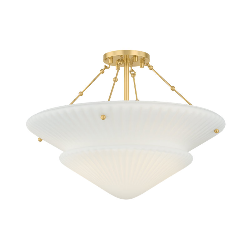 Loburn Semi Flush in Aged Brass