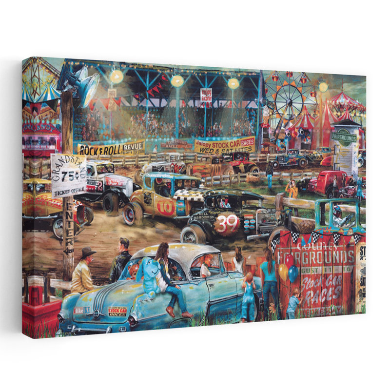 Parcours de voitures de course foraines - art de la fête foraine rétro, H 48 po x l 32 po