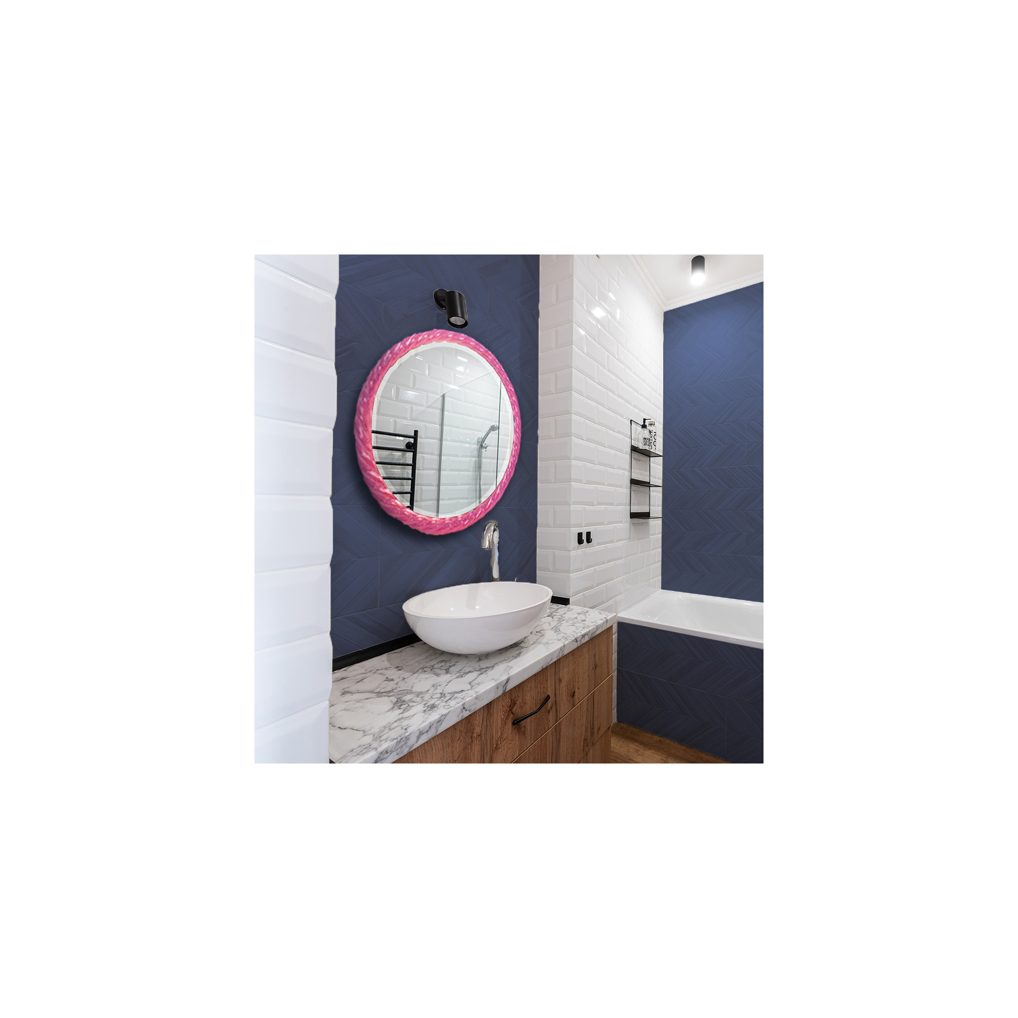 Mara Round Mirror, Hot Pink