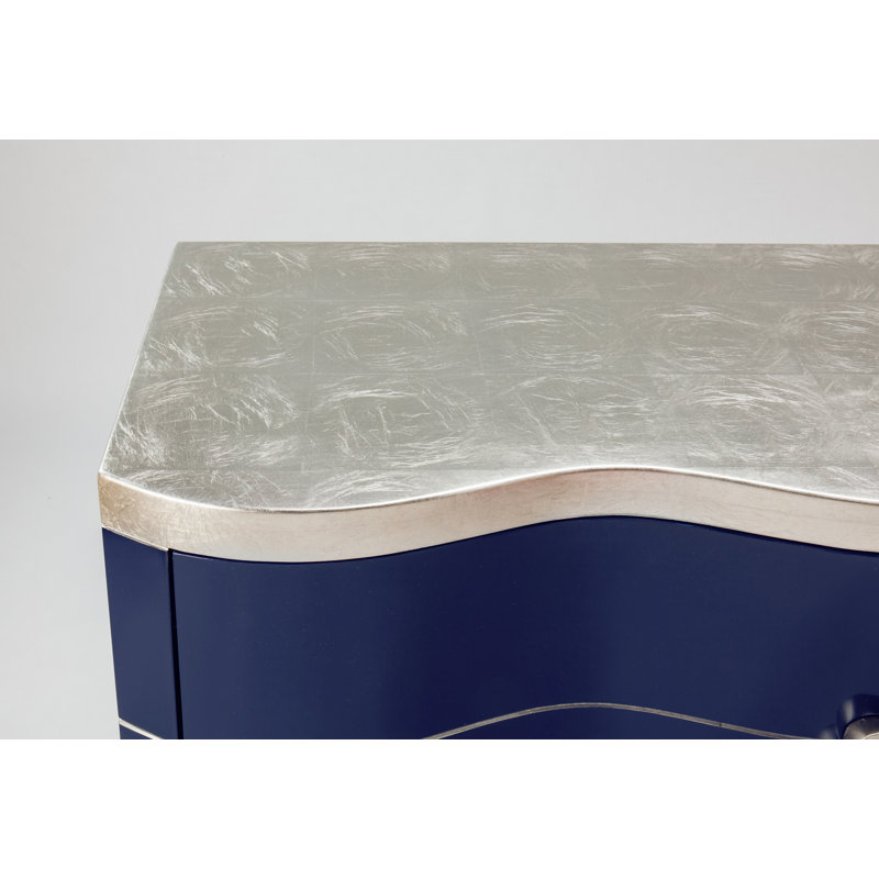 Lapis Blue and Silver Rectangular Accent Cabinet