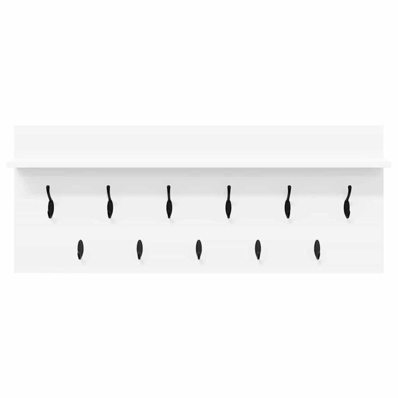 Wall-Mounted Coat Rack With Shelf Engineered Wood, White