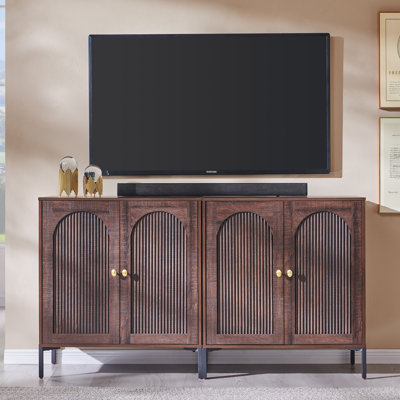 Modern TV Stand for TVs Up to 65", 62" W Wooden Modular Storage TV Cabinet w/Adjustable Shelves (Set of 2)