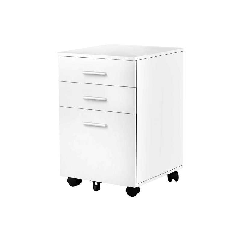 Classeur, mobile à roulettes, tiroirs de rangement, support d'imprimante, bureau, White
