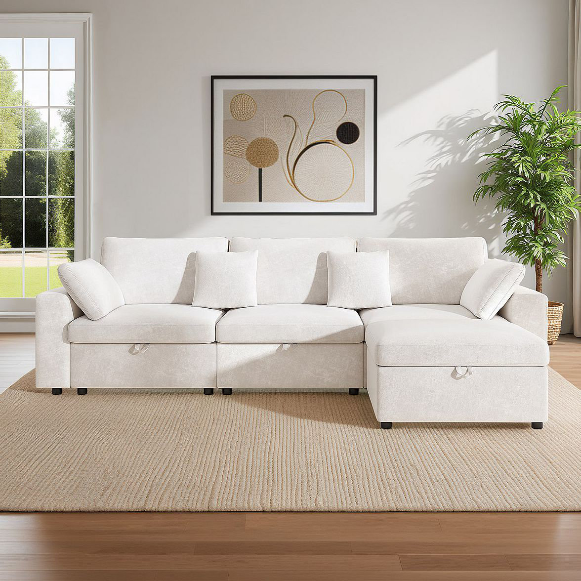Latitude Run® 118" Oversized Cloud Sectional Couch With Storage Ottoman ...