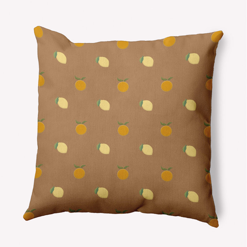Coussin Oranges and Lemons, Cacahuète / jaune clair / orange, H 20 po x l 20 po