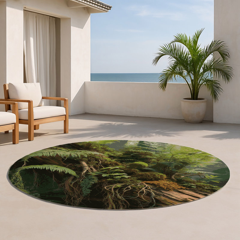 Tapis d'intérieur et d'extérieur brun Nature, Rond 5 pi