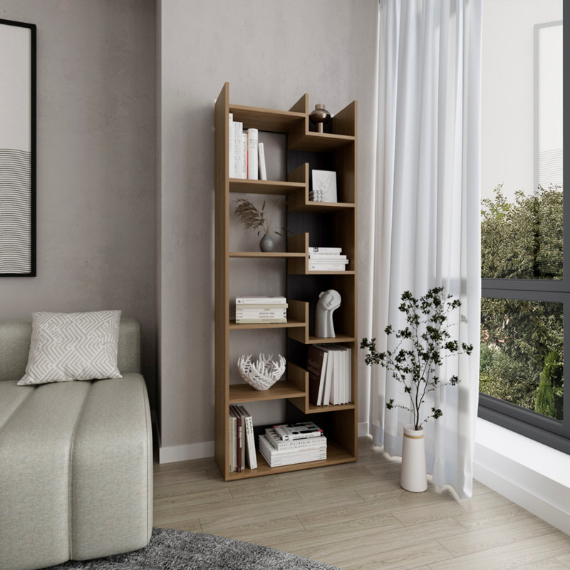 Grande armoire de rangement autoportante à 6 niveaux Clover, bureau à domicile, salon, bibliothèque