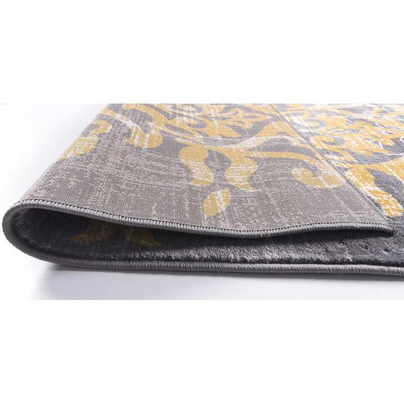 Tapis gris / jaune Schofield, Rectangle 2 pi 2 po x 3 pi