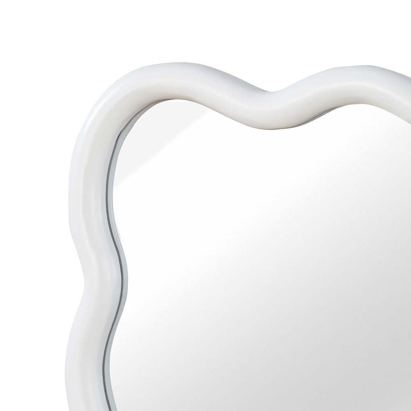 Rectangle Solid Wood Wavy Mirror, White
