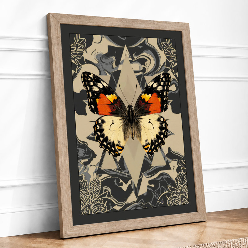 Mirrored Butterflies Eclectic - Framed Print, Oak, A4 - 29.7 x 21.0 cm