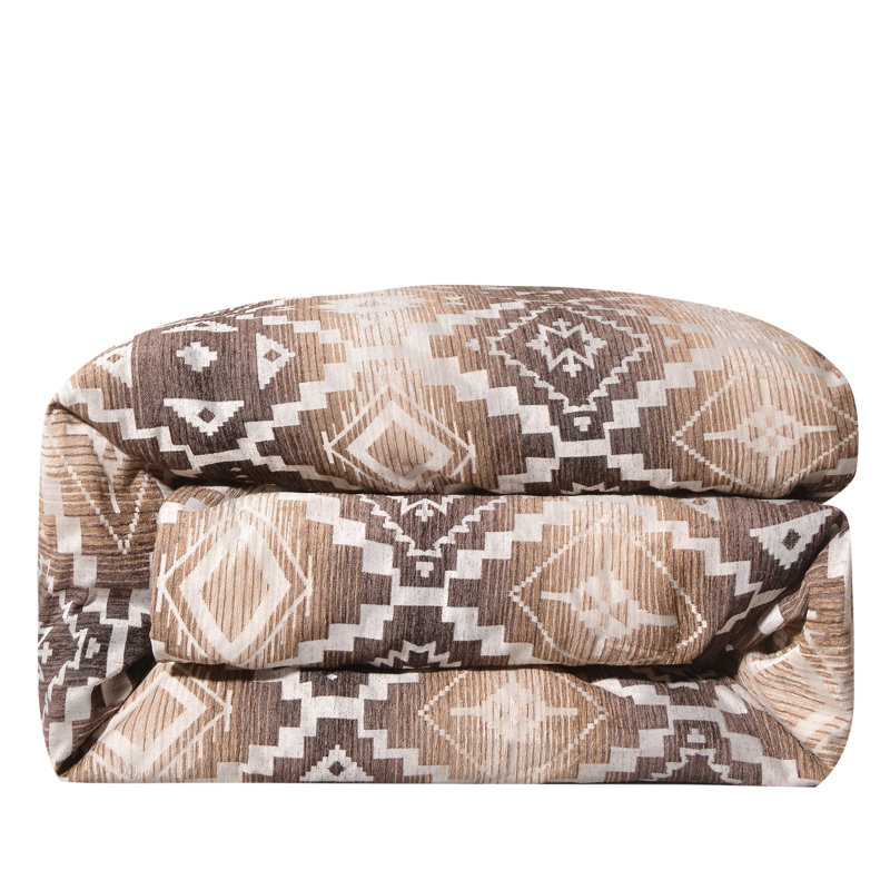 Chalet Cream/Taupe Aztec Print Southwestern Style 1 Piece Duvet Cover, King Duvet Cover