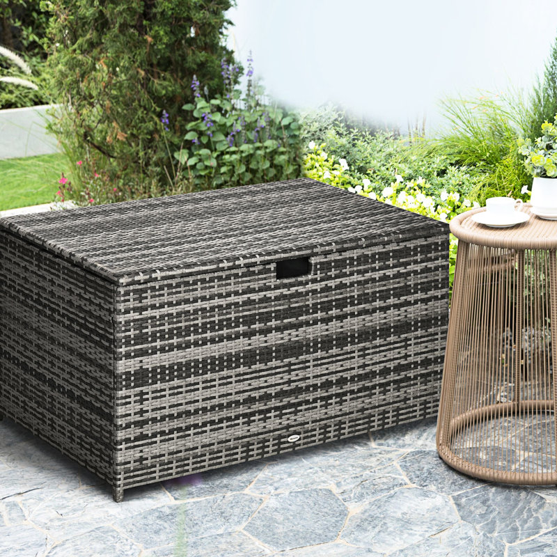 Coffre de terrasse, 113 gallons. Rangement imperméable gris foncé. Pour le patio, le jardin. Protège les objets de la boîte extérieure Gallon. Gris. Idéal pour les outils de jardin, les fournitures de piscine. Pliable