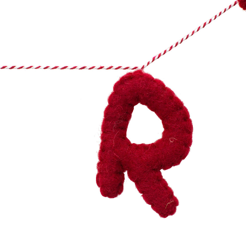 Guirlande en laine Merry Christmas - rouge