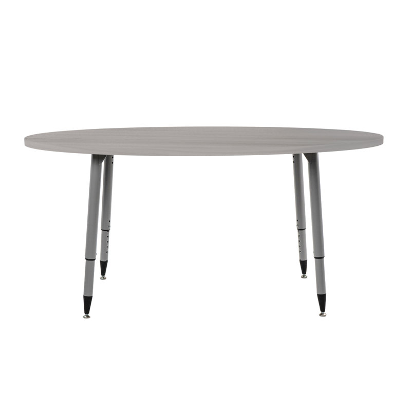 Table d'activité Adapte 30 x 60 ovale en grain de bois avec pieds ajustables, Bois gris clair, Argent argent
