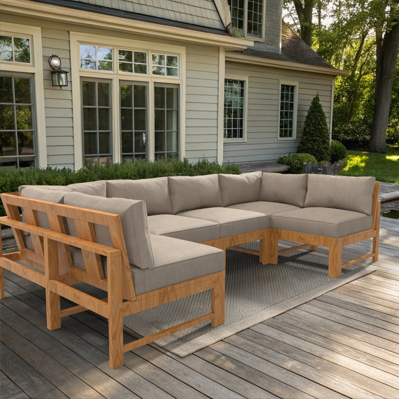 Outdoor Sunbrella Foam Seat and Polyfill Back Cushion Set, 5" Thick Foam, UV Proof Patio Furniture, Cast Ash
