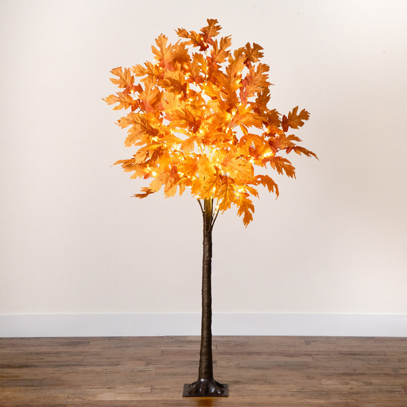 6ft Pre-Lit Orange Maple Artificial Fall Tree with Warm White LED Lights