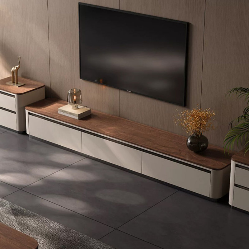 Meuble télé en cuir noyer
