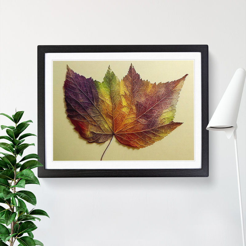 Autumn Leaf Vol.1 - Single Picture Frame Print, 46cm H x 64cm W x 2cm D, Black Framed