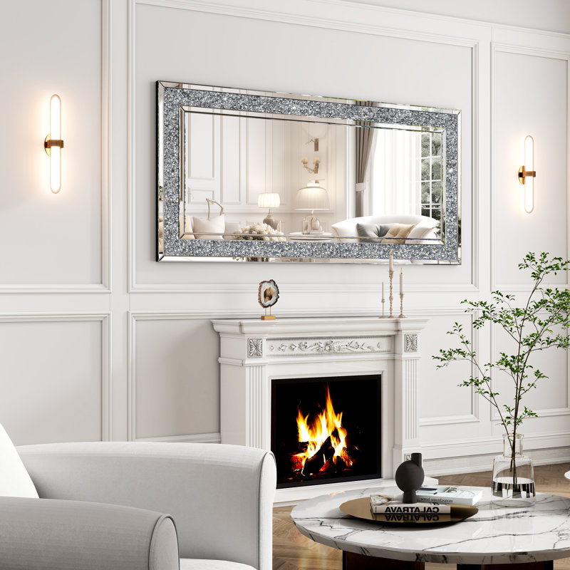 Glass Full Length Mirror  Flat Large Floor Mirror  Silver Wall Mirror 85x180cm  Free Standing
