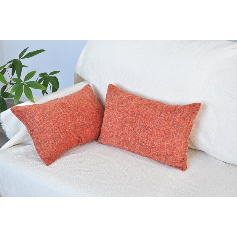 Housses de coussin lombaire 12 x 20 pouces (ensemble de 2) taies d'oreiller moelleuses en velours, Orange