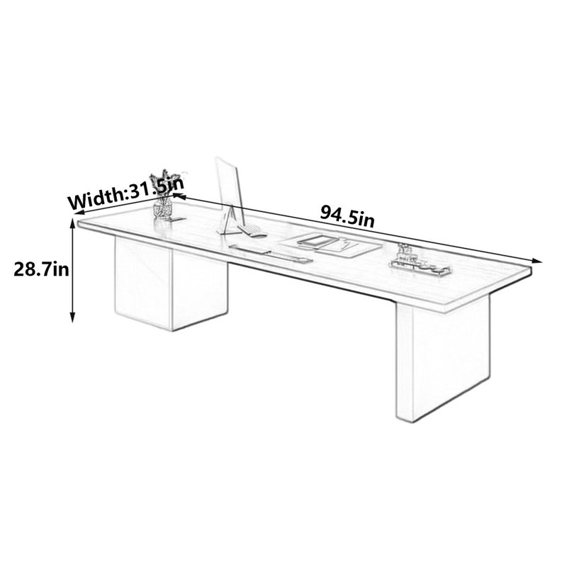 Bureau de luxe en bois massif, H 28,7 po x l 94,5 po x P 31,5 po