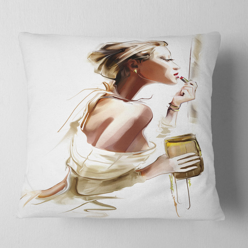  Coussin abstrait femme, 18 po x 18 po, Coussin décoratif