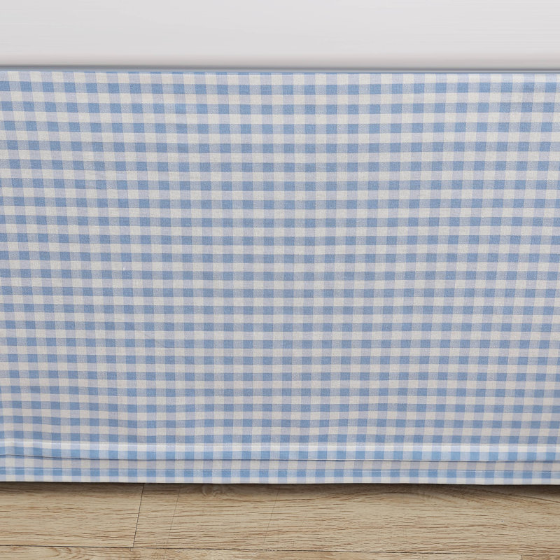 Laura Ashley Hedy Blue/White Check 100% Cotton Tailored Bed Skirt 14.5" drop, Queen