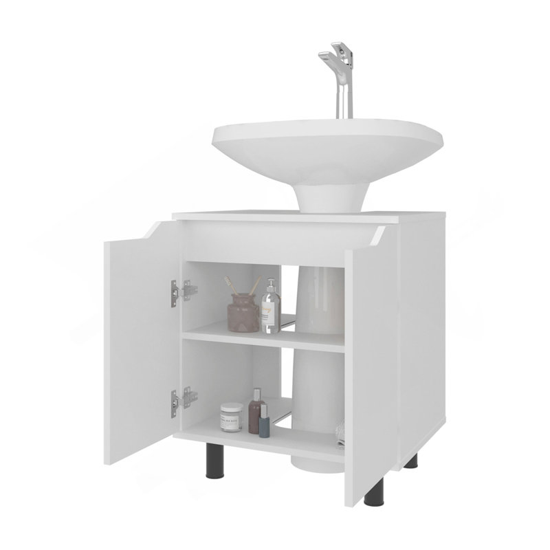 Meuble-lavabo blanc pour lavabo sur pied